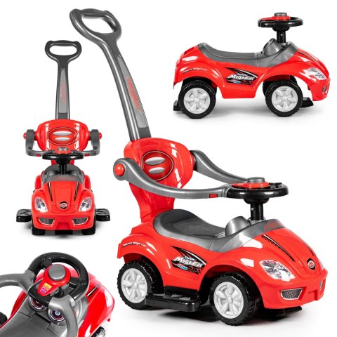 AUTKO JEŹDZIK, CHODZIK, PCHACZ 3W1 DELUXE KLAKSON - CZERWONE