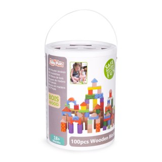 DREWNIANE KLOCKI DLA DZIECI 100 SZT. SORTER WIADERKO ECOTOYS