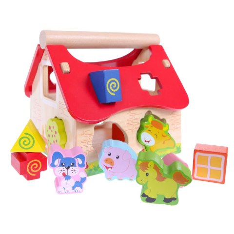 DREWNIANY DOMEK, FARMA SORTER Z KLOCKAMI ECOTOYS