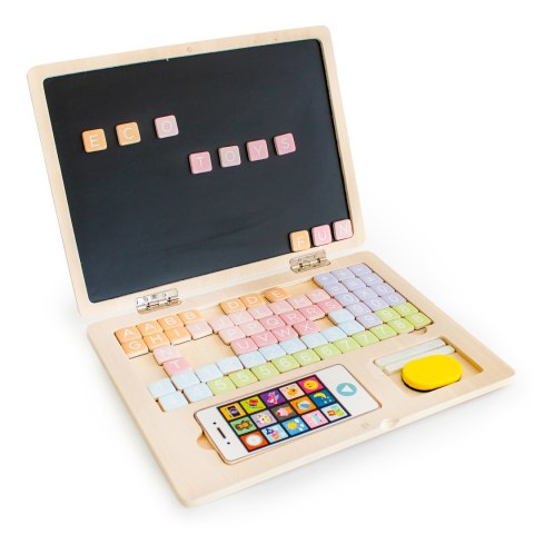 DREWNIANY LAPTOP EDUKACYJNY TABLICA MAGNETYCZNA ECOTOYS