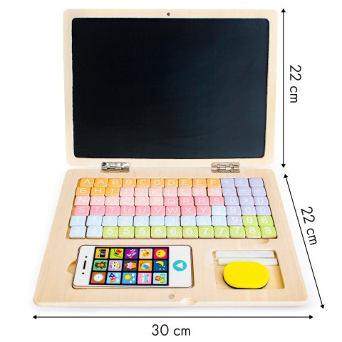 DREWNIANY LAPTOP EDUKACYJNY TABLICA MAGNETYCZNA ECOTOYS