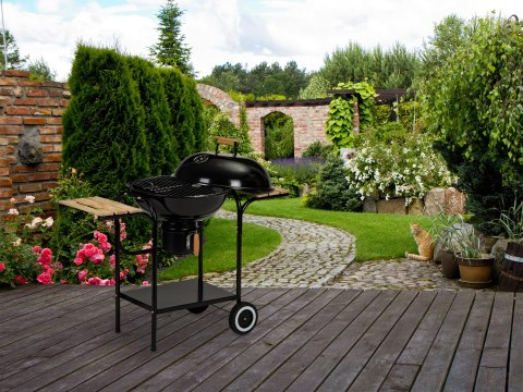 GRILL OGRODOWY WĘGLOWY Z POKRYWĄ I PÓŁKAMI RUSZT POPIELNIK MULTIGARDEN