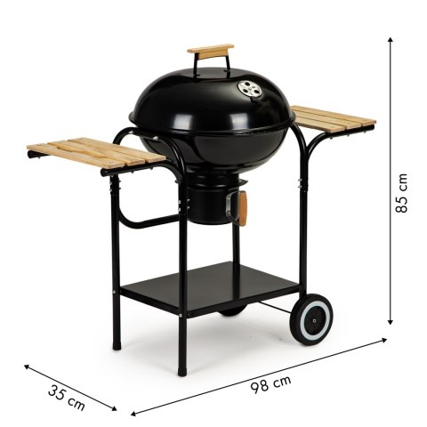 GRILL OGRODOWY WĘGLOWY Z POKRYWĄ I PÓŁKAMI RUSZT POPIELNIK MULTIGARDEN