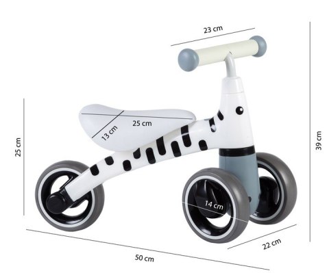 ROWEREK BIEGOWY DLA DZIECI BEZPIECZNA KONSTRUKCJA KOŁA EVA "ZEBRA" ECOTOYS