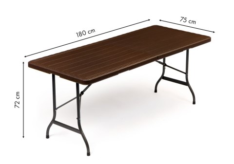 STÓŁ CATERINGOWY BANKIETOWY OGRODOWY SKŁADANY 180X75 CM BRĄZOWY MODERNHOME