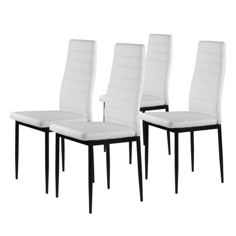 ZESTAW KRZESEŁ DO JADALNI SALONU Z KRZESŁO EKOSKÓRY 4 SZT. WYSOKIE OPARCIE - BIAŁE MODERNHOME