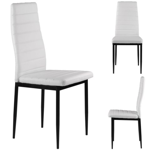ZESTAW KRZESEŁ DO JADALNI SALONU Z KRZESŁO EKOSKÓRY 4 SZT. WYSOKIE OPARCIE - BIAŁE MODERNHOME