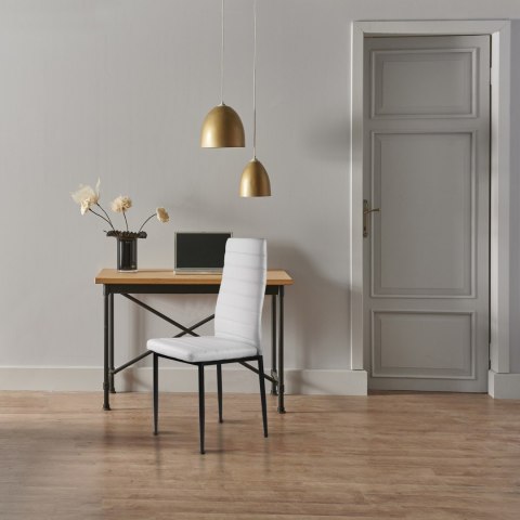 ZESTAW KRZESEŁ DO JADALNI SALONU Z KRZESŁO EKOSKÓRY 4 SZT. WYSOKIE OPARCIE - BIAŁE MODERNHOME