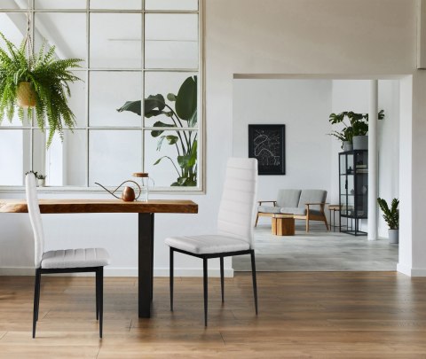 ZESTAW KRZESEŁ DO JADALNI SALONU Z KRZESŁO EKOSKÓRY 4 SZT. WYSOKIE OPARCIE - BIAŁE MODERNHOME