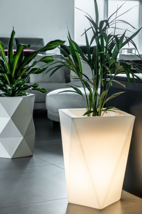 DESIGNERSKA DONICA VASO BIAŁA Z OŚWIETLENIEM