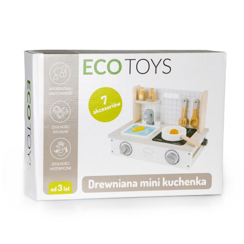 DREWNIANA KUCHENKA Z AKCESORIAMI MINI KUCHNIA ECOTOYS