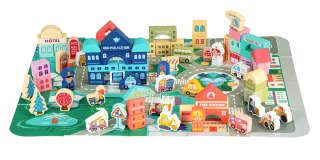 DREWNIANE KLOCKI EDUKACYJNE MIASTO MATA 121 SZTUK ECOTOYS
