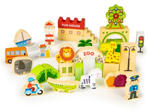 DREWNIANE KLOCKI EDUKAYJNE MIASTO ZOO 120 EL. ECOTOYS DREWNIANE KLOCKI EDUKAYJNE MIASTO ZOO 120 EL. ECOTOYS