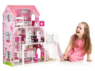DREWNIANY DOMEK DLA LALEK Z WINDĄ XXL ZJEŻDŻALNIA ECOTOYS