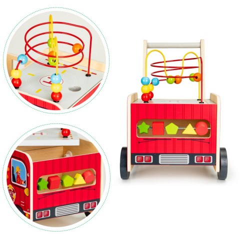 DREWNIANY PCHACZ EDUKACYJNY Z KLOCKAMI DLA DZIECI - STRAŻ POŻARNA ECOTOYS