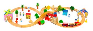 DREWNIANY POCIĄG KOLEJKA 74 ELEMENTY ECOTOYS