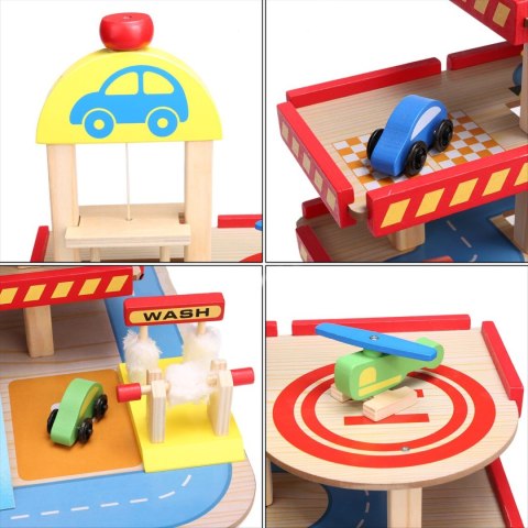 DUŻY DREWNIANY GARAŻ Z WINDĄ + AUTKA ECOTOYS DUŻY DREWNIANY GARAŻ Z WINDĄ + AUTKA ECOTOYS