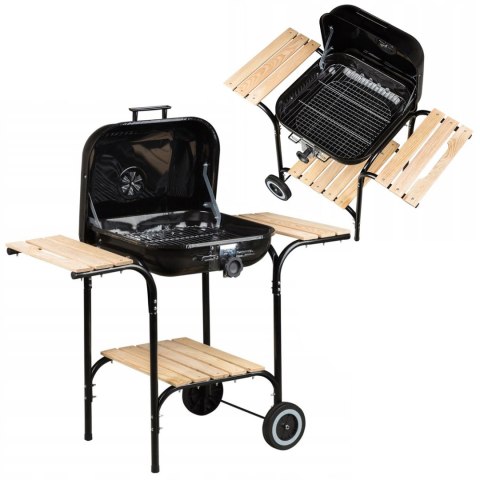 DUŻY GRILL OGRODOWY Z POKRYWĄ REGULACJA RUSZTU DREWNIANE PÓŁKI MULTIGARDEN DUŻY GRILL OGRODOWY Z POKRYWĄ REGULACJA RUSZTU DREWNIANE PÓŁKI MULTIGARDEN