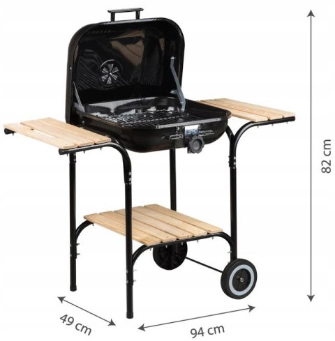 DUŻY GRILL OGRODOWY Z POKRYWĄ REGULACJA RUSZTU DREWNIANE PÓŁKI MULTIGARDEN DUŻY GRILL OGRODOWY Z POKRYWĄ REGULACJA RUSZTU DREWNIANE PÓŁKI MULTIGARDEN