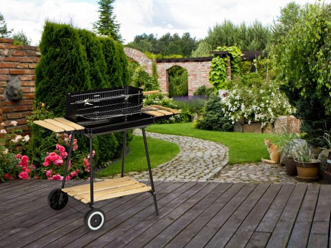 GRILL OGRODOWY WĘGLOWY Z PÓŁKAMI REGULACJA 2 RUSZTY PRZENOŚNY MULTIGARDEN