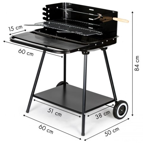 GRILL OGRODOWY Z ROŻNEM I REGULACJĄ RUSZTU + DWIE DUŻE PÓŁKI MULTIGARDEN