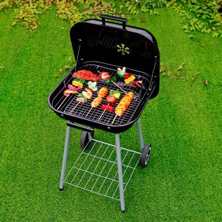 GRILL WĘGLOWY OGRODOWY Z POKRYWĄ NA ZAWIASACH + KÓŁKA MULTIGARDEN