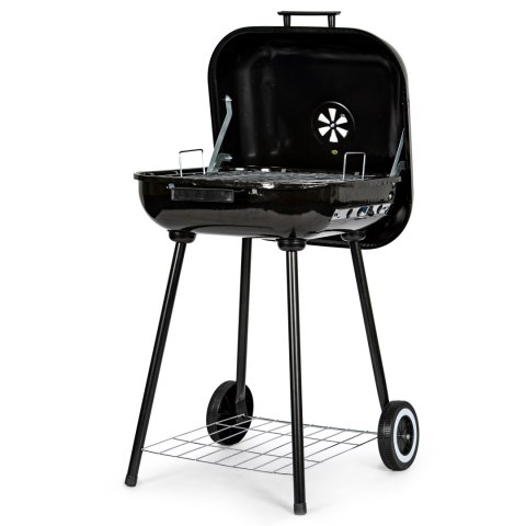 GRILL WĘGLOWY OGRODOWY Z POKRYWĄ NA ZAWIASACH + KÓŁKA MULTIGARDEN
