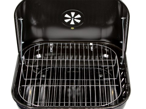 GRILL WĘGLOWY OGRODOWY Z POKRYWĄ NA ZAWIASACH + KÓŁKA MULTIGARDEN