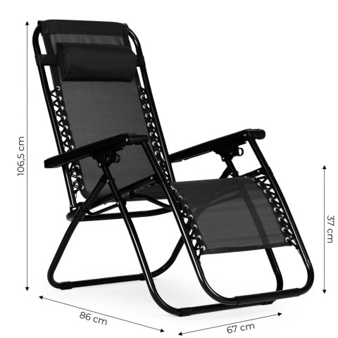 LEŻAK FOTEL OGRODOWY REGULOWANE OPARCIE ZERO GRAVITY MULTIGARDEN - CZARNY