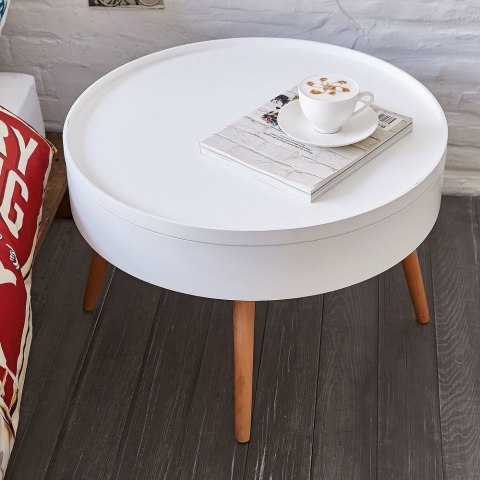 STOLIK KAWOWY OKRĄGŁY ZE SCHOWKIEM 60 CM MODERNHOME