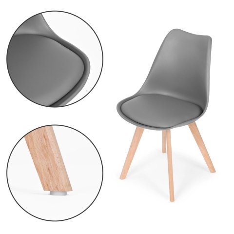 ZESTAW 4 KRZESEŁ KRZESŁO DO SALONU JADALNI Z PODUSZKĄ SZARE MODERNHOME