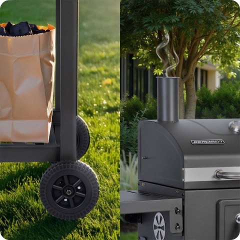 GRILL WĘGLOWY Z POKROWCEM BERDSEN BD-892 CZARNY