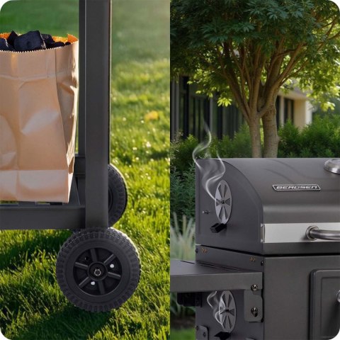GRILL WĘGLOWY Z POKROWCEM BERDSEN BD-892 CZARNY