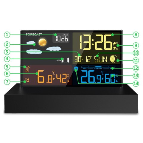 STACJA POGODOWA Z WYŚWIETLACZEM BD-912 CZARNA