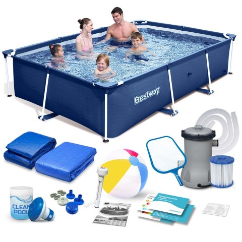 BASEN OGRODOWY STELAŻOWY 259X170X61 CM ZESTAW 15W1 BESTWAY 56403N