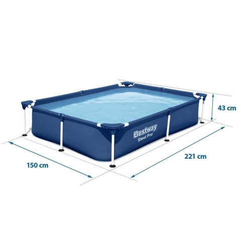 BASEN PROSTOKĄTNY STELAŻOWY 221X150X43 CM 16W1 BESTWAY 56401N BASEN PROSTOKĄTNY STELAŻOWY 221X150X43 CM 16W1 BESTWAY 56401N