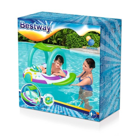 PONTON PLAŻOWY DO PŁYWANIA Z DASZKIEM 107 X 112 CM BESTWAY 34149
