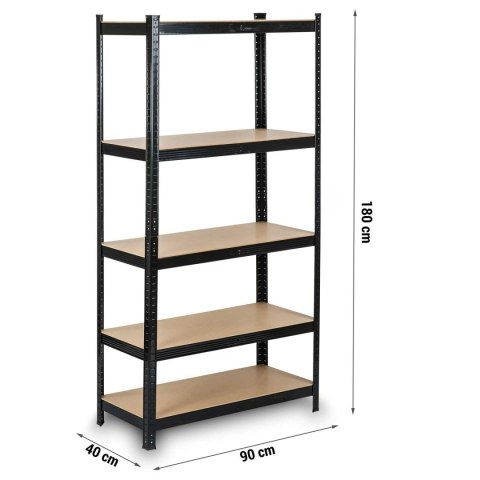 REGAŁ METALOWY MAGAZYNOWY 180 X 90 X 40 CM HUMBERG HR-813 CZARNY
