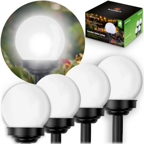 LAMPKA SOLARNA BIAŁA KULA 4SZT ILUMEN LS-102