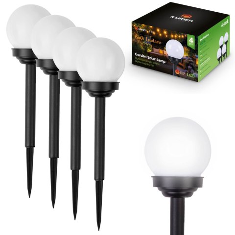 LAMPKA SOLARNA BIAŁA KULA 4SZT ILUMEN LS-102