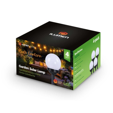 LAMPKA SOLARNA BIAŁA KULA 4SZT ILUMEN LS-102