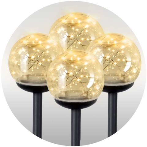 LAMPKA SOLARNA PRZEŹROCZYSTA KULA 4SZT ILUMEN LS-103