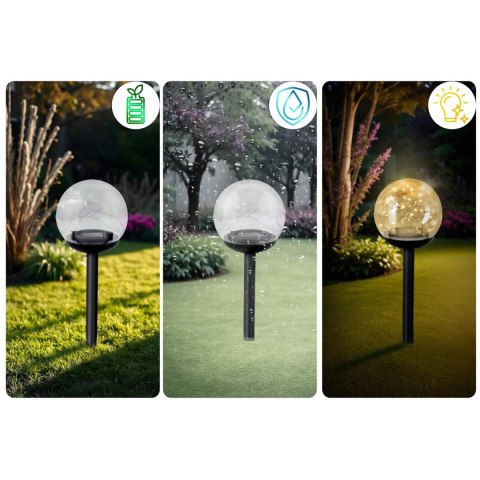 LAMPKA SOLARNA PRZEŹROCZYSTA KULA 4SZT ILUMEN LS-103
