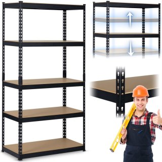 REGAŁ METALOWY MAGAZYNOWY 183 X 90 X 45 CM HUMBERG HR-700 CZARNY