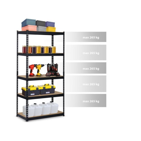 REGAŁ METALOWY MAGAZYNOWY 183 X 90 X 45 CM HUMBERG HR-700 CZARNY