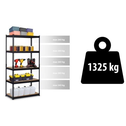 REGAŁ METALOWY MAGAZYNOWY 183 X 90 X 45 CM HUMBERG HR-700 CZARNY