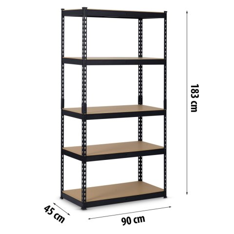 REGAŁ METALOWY MAGAZYNOWY 183 X 90 X 45 CM HUMBERG HR-700 CZARNY