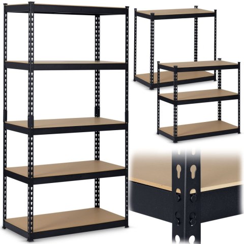 REGAŁ METALOWY MAGAZYNOWY 183 X 90 X 45 CM HUMBERG HR-700 CZARNY