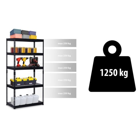 REGAŁ METALOWY MAGAZYNOWY 183 X 90 X 45 CM HUMBERG HR-700 CZARNY