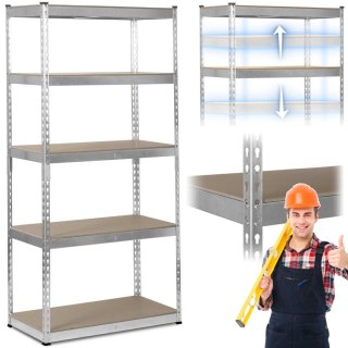 REGAŁ METALOWY MAGAZYNOWY 183 X 90 X 45 CM HUMBERG HR-700 SREBRNY